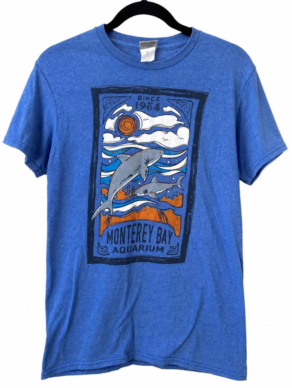 Monterey Bay Aquarium Shark Graphic T-Shirt Blue Unisex Small Coastal Ocean Tee